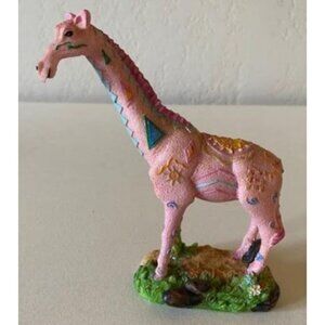Colorful Pink Giraffe Collectible Plastic Figurine